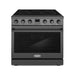 Cosmo 36 in. Haven Collection 6.0 cu. ft. Electric Ceramic Glass Range, 5 Burner Elements, Convection Oven, Matte Black front view
