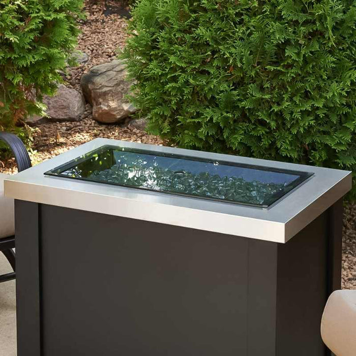 The Outdoor Greatroom Rectangular Glass Burner Cover Fire Pit - Side View
