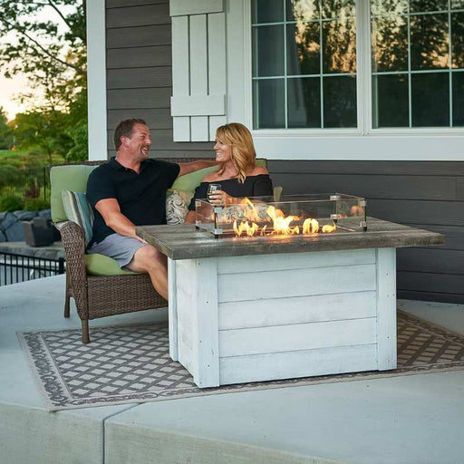 The Outdoor Greatroom Rectangular Glass Wind Guard Fire Pit