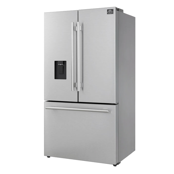 Forno Aosta 36-inch French Door Refrigerator with 22.4 Cu. Ft. External Water Dispenser & Freezer Automatic Ice Maker in Stainless Steel (FFFFD1866-36SB)
