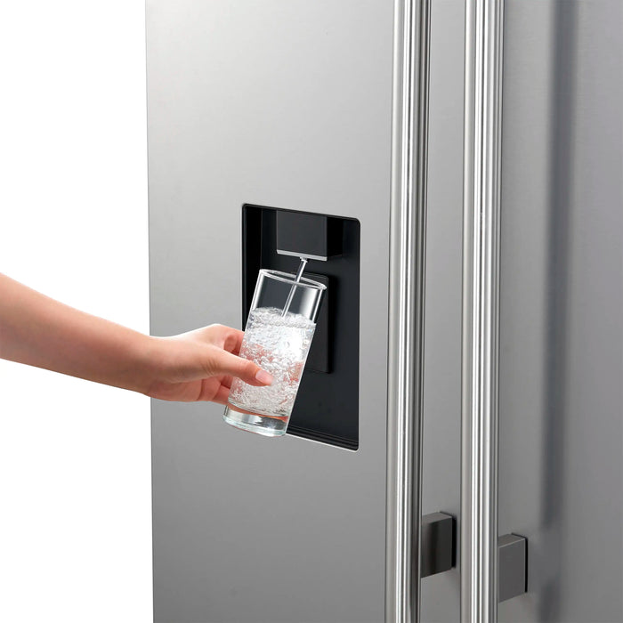 Forno Aosta 36-inch French Door Refrigerator with 22.4 Cu. Ft. External Water Dispenser & Freezer Automatic Ice Maker in Stainless Steel (FFFFD1866-36SB)