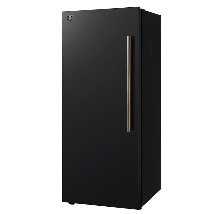 Forno Maderno 28-Inch 13.6 Cu.Ft. Convertible Upright Freezer/Refrigerator in Black with Antique Brass Handle, Left Swing (FFFFD1722-28BLK-LS)