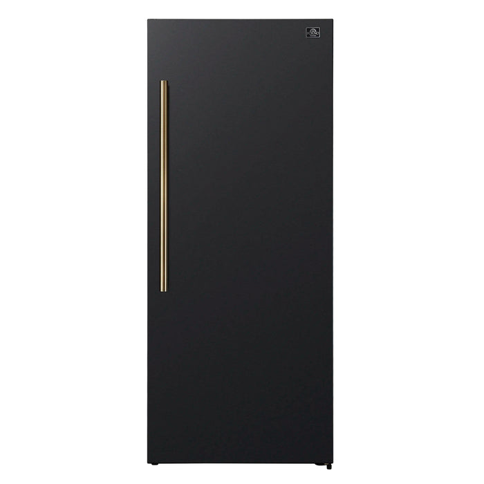 Forno Maderno 28-Inch 13.6 Cu.Ft. Convertible Upright Freezer/Refrigerator in Black with Antique Brass Handle, Right Swing (FFFFD1722-28BLK-RS)