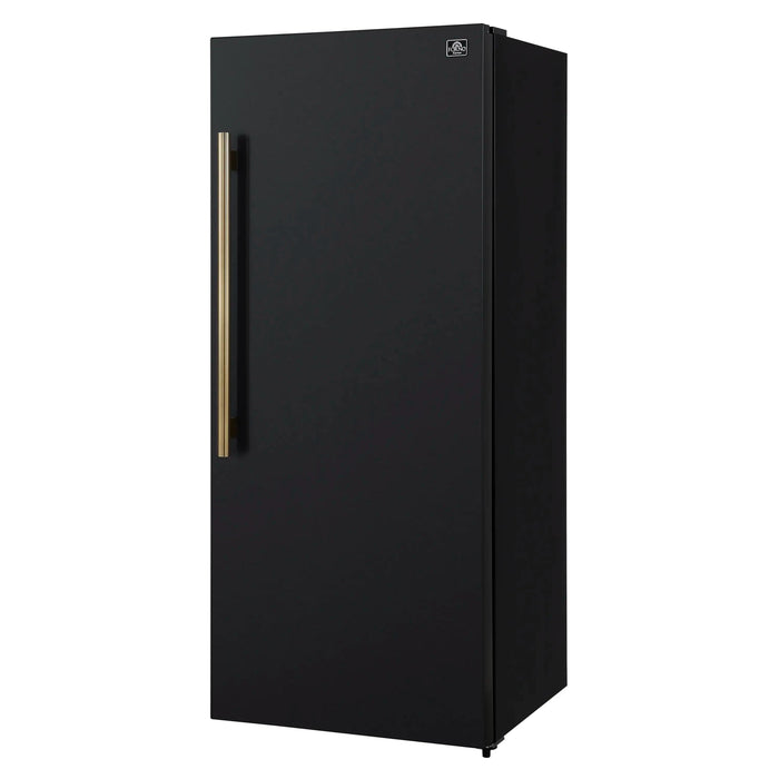 Forno Maderno 28-Inch 13.6 Cu.Ft. Convertible Upright Freezer/Refrigerator in Black with Antique Brass Handle, Right Swing (FFFFD1722-28BLK-RS)