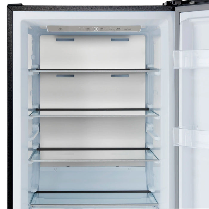 Forno Maderno 28-Inch 13.6 Cu.Ft. Convertible Upright Freezer/Refrigerator in Black with Antique Brass Handle, Right Swing (FFFFD1722-28BLK-RS)