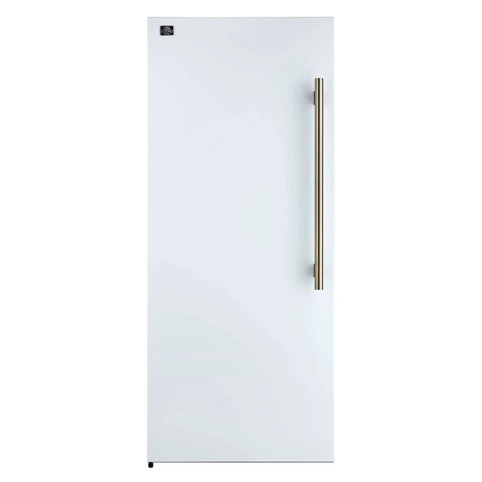 Forno Maderno 60-Inch 27.2 Cu. Ft. Built-In Convertible Refrigerator and Freezer in White with Modern Grille Trim and Antique Brass Handles (FFFFD1722-60SG-WHT)