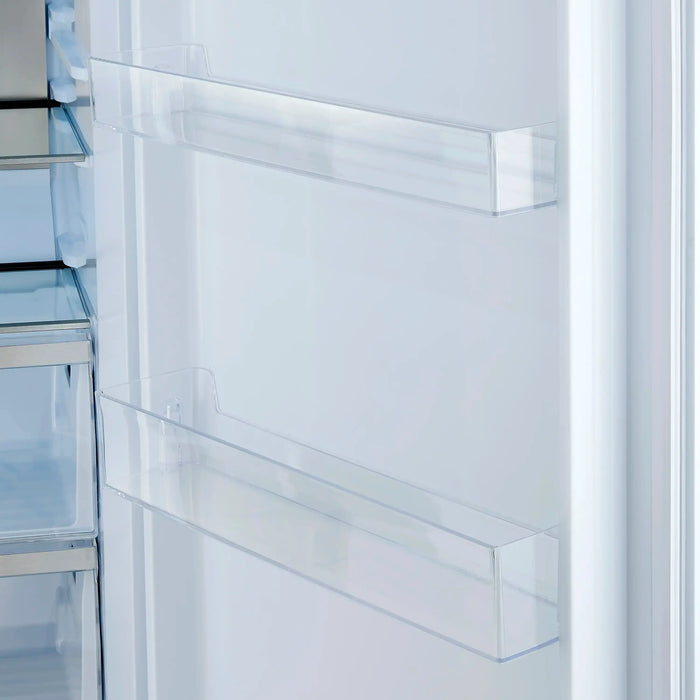 Forno Maderno 28-Inch Built-In 13.6 Cu.Ft. Convertible Refrigerator in White with Antique Brass Handle, Right Swing with Decorative Grille (FFFFD1722-32RSG-WHT)