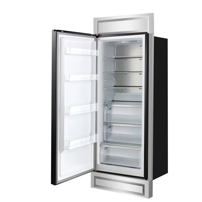 Forno Maderno 28-Inch Built-In Convertible Refrigerator in Black with Antique Brass, 13.6 cu.ft, Left Swing, Decorative Grille (FFFFD1722-32LMG-BLK)