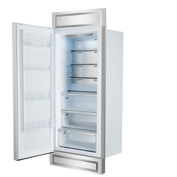 Forno Maderno 28-Inch Built-In 13.6 Cu.Ft. Convertible Refrigerator in White with Antique Brass Handle, Left Swing with Decorative Grille (FFFFD1722-32LMG-WHT)