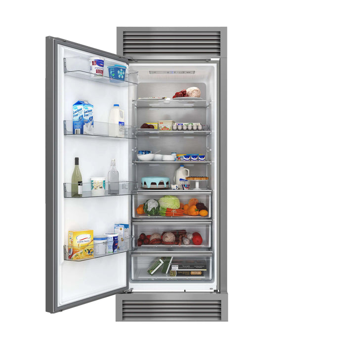 Forno Maderno 28-Inch Built-In 13.6 Cu.Ft. Convertible Refrigerator in Stainless Steel, Left Swing with Decorative Grille (FFFFD1722-32LSG)