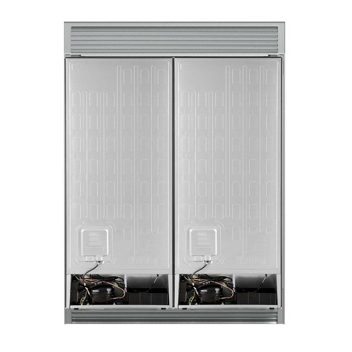 Forno Maderno 60-Inch 27.2 Cu. Ft. Built-In Convertible Refrigerator and Freezer in Black with Modern Grille Trim and Antique Brass Handles ( FFFFD1722-60SG-BLK)