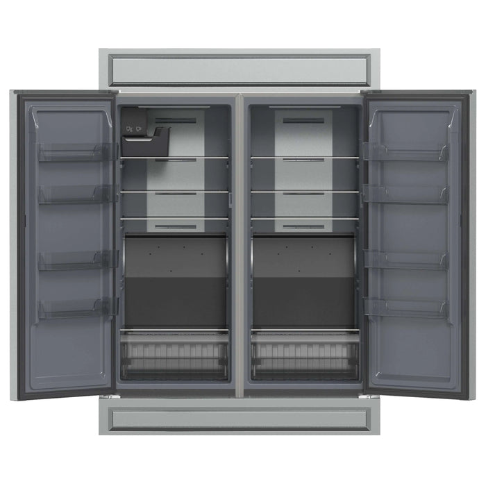 Forno Fortezza 60-Inch Built-In Convertible Refrigerator and Freezer in Stainless Steel with Modern Trim and Ice Maker (FFFFD1738-60MG)