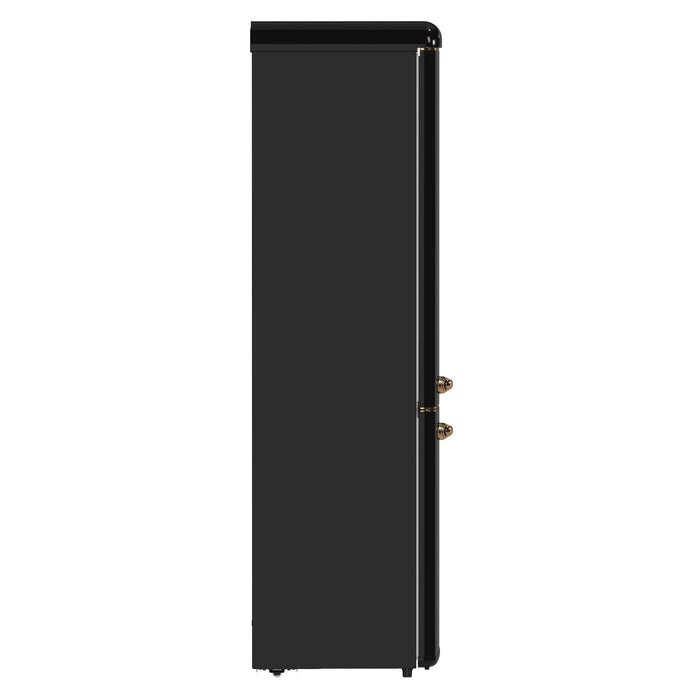 Forno Storico 22-Inch 9 Cu.Ft. Retro Bottom Freezer Refrigerator in Black with Copper-Tone Handle (FFFFD1745-22BLK)