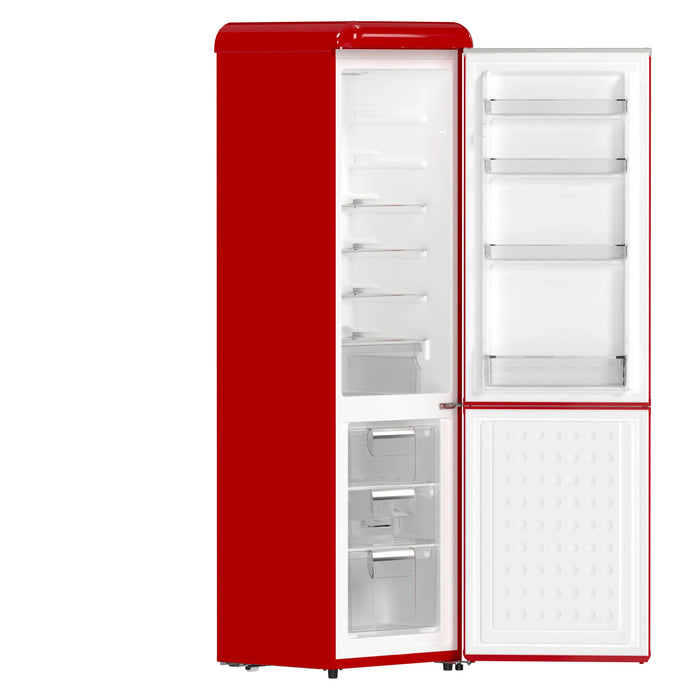 Forno Storico 22-Inch 9 Cu.Ft. Retro Bottom Freezer Refrigerator in Red with Copper-Tone Handle (FFFFD1745-22RED)