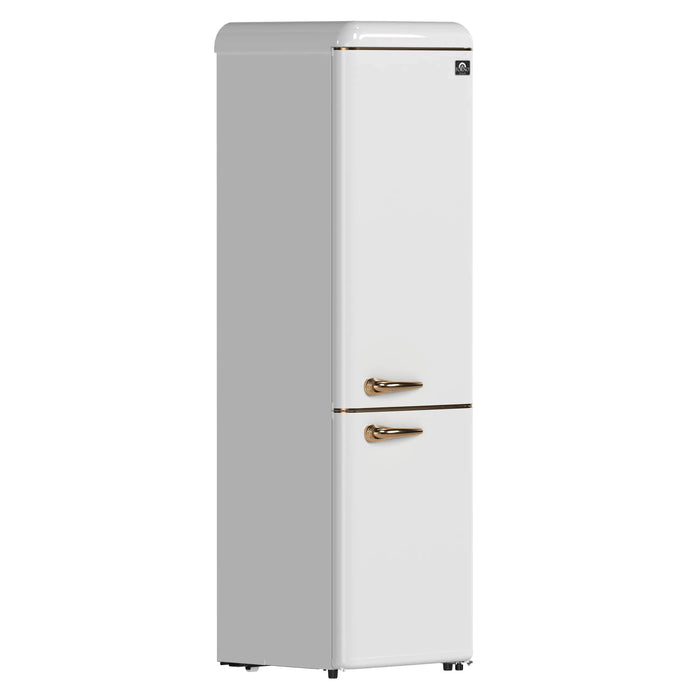 Forno Storico 22-Inch 9 Cu.Ft. Retro Bottom Freezer Refrigerator in White with Copper-Tone Handle (FFFFD1745-22WHT)