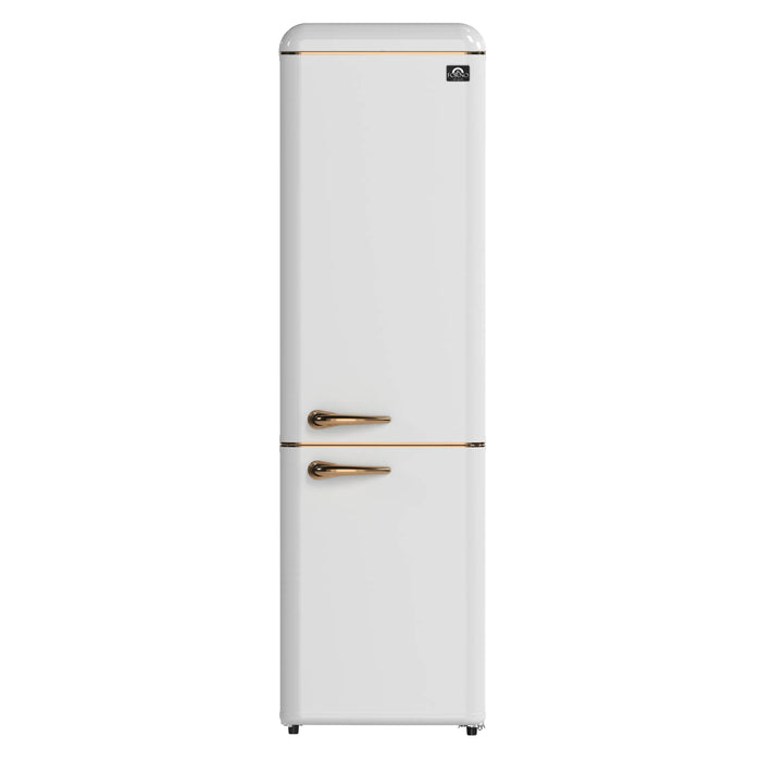 Forno Storico 22-Inch 9 Cu.Ft. Retro Bottom Freezer Refrigerator in White with Copper-Tone Handle (FFFFD1745-22WHT)