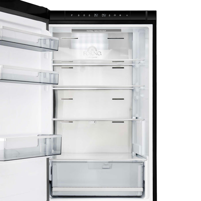 Forno Custodia 24-inch refrigerator in black handle and finish close-up