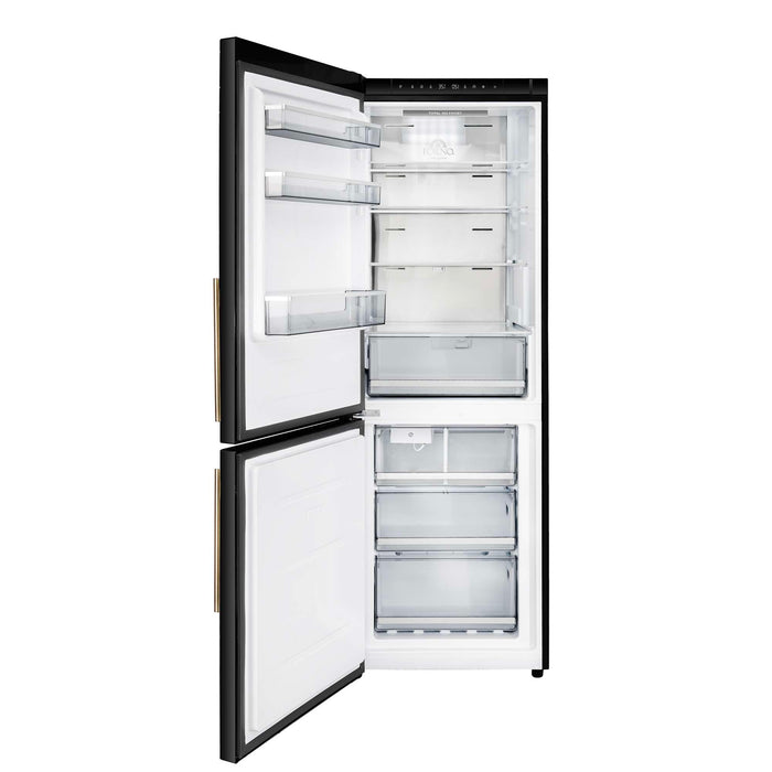 Forno Custodia 24-inch refrigerator in black front view with the door open