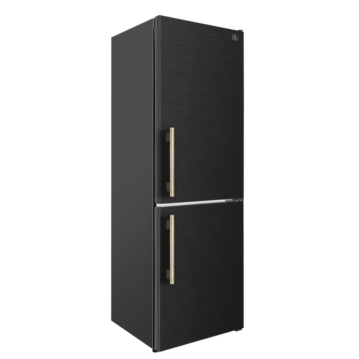 Forno Custodia 24-inch refrigerator in black left angled view