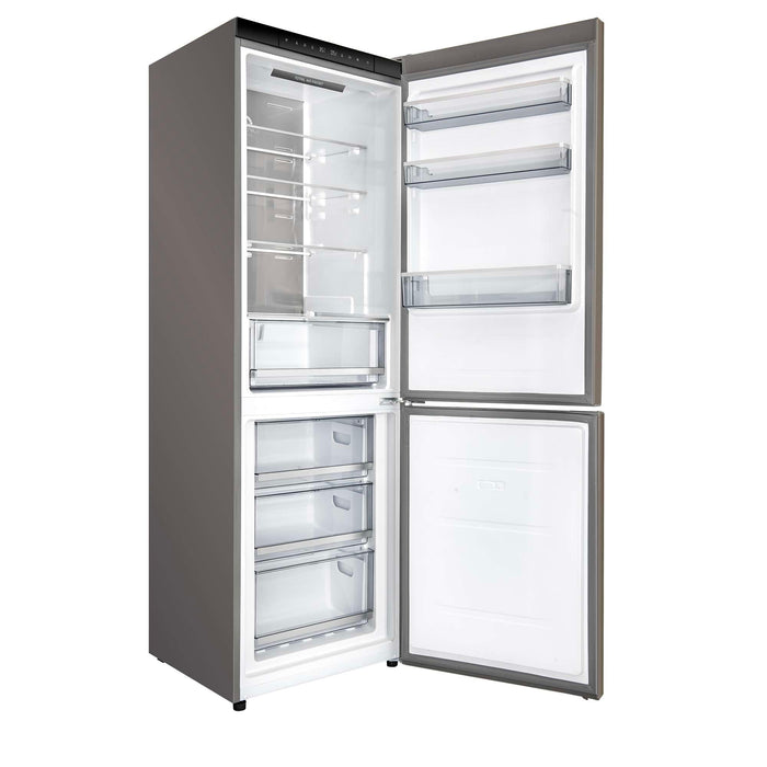 Forno Custodia 24-inch refrigerator in stainless steel left angled view with the door open
