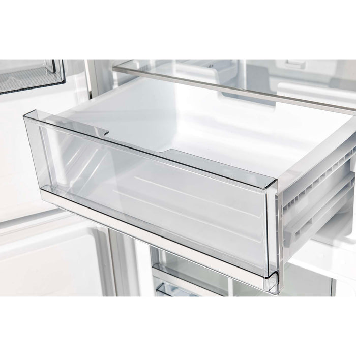 Forno Custodia 48-inch refrigerator in white crisper drawer detail