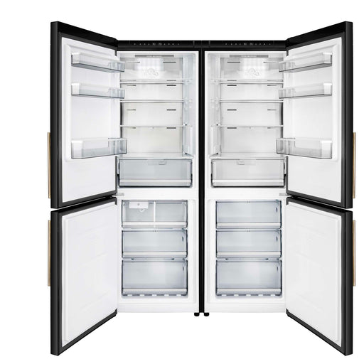 Forno Custodia 48-inch refrigerator in black front view with the door open