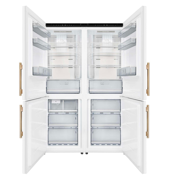 Forno Custodia 48-inch refrigerator in white front view with the door open