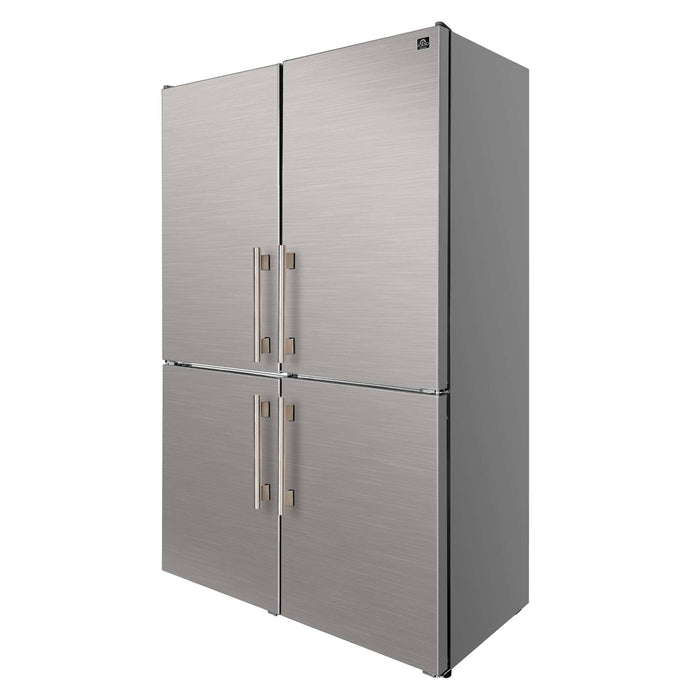 Forno Custodia 48-inch refrigerator in stainless steel right angled view