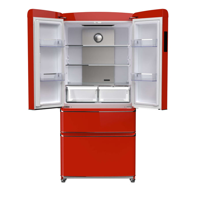 Forno Luigi 18 cu.ft. French Door Refrigerator Red, Handle-Free Design, FFFFD1791-33RED