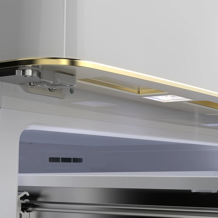 Forno Luigi 33-Inch 18 cu.ft. French Door Refrigerator in White with Antique Brass Handles (FFFFD1791-33WHT)