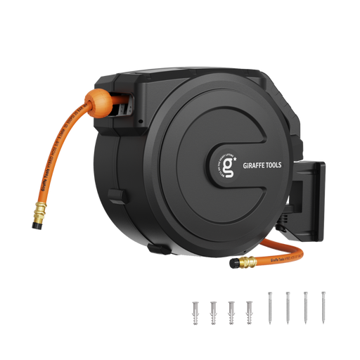 Giraffe Tools US Retractable Air Hose Reel-PP Housing-3/8in-50ft