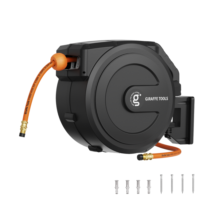 Giraffe Tools US Retractable Air Hose Reel-PP Housing-3/8in-50ft