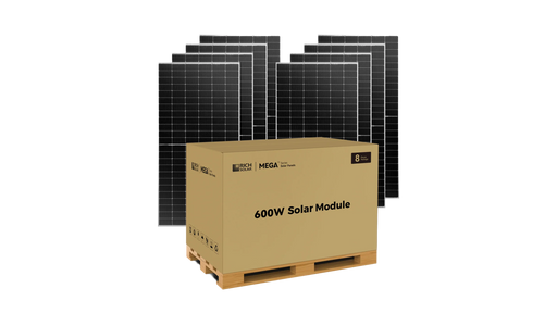 Rich Solar MEGA 600W Bifacial Monocrystalline Solar Panels, Pallet of 8 Panels, 4.8kW of Solar Power for Residential, Commercial, or Off-Grid Power - Urban Supply Inc