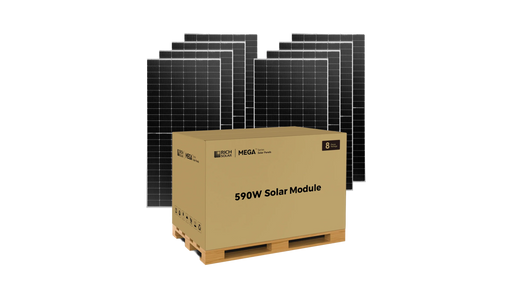 Rich Solar MEGA 590W Bifacial Monocrystalline Solar Panels, Pallet of 8 Panels, 4.7kW of Solar Power for Residential, Commercial, or Off-Grid Power - Urban Supply Inc
