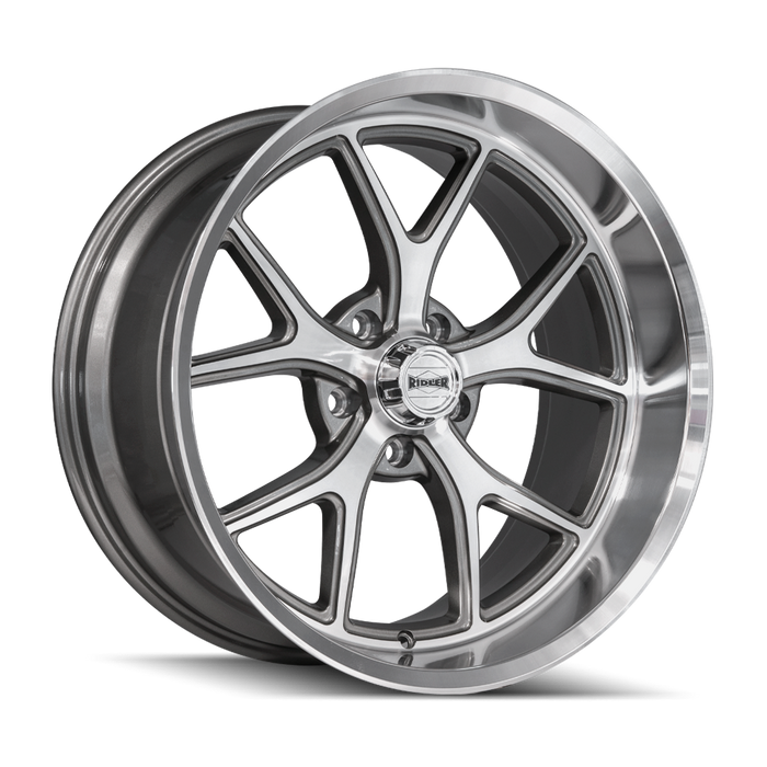 Ridler 661 Gloss Grey with Diamond Cut Face and Lip Wheel 1