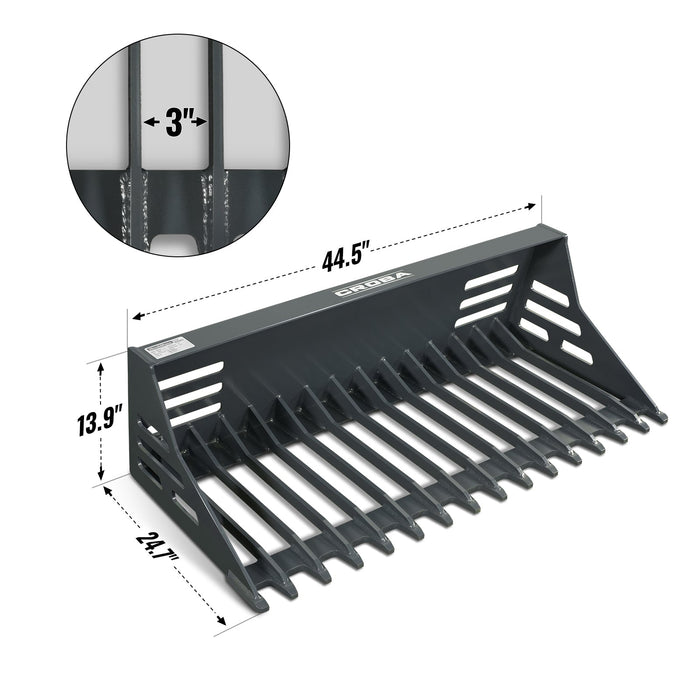 44'' Mini Skid Steer Rock Bucket,  25'' Overall Depth