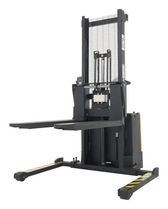 Vestil S-62-AA-SCL Steel Adjustable Powered Lift Stacker With Scale 62 in. Raised Height 2,000 lb. Capacity Black / Yellow