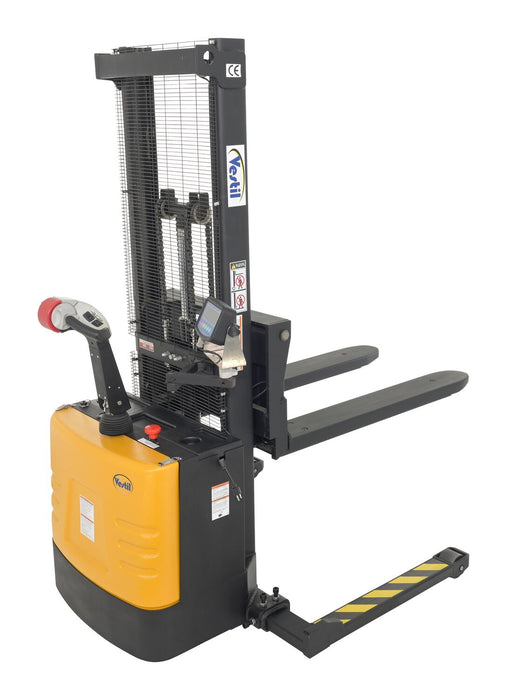 Vestil S-62-AA-SCL steel adjustable powered lift stacker with scale - view 3