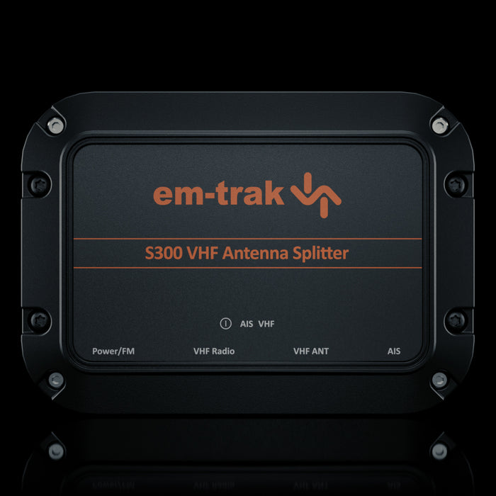 em-trak S300 VHF antenna splitter front view
