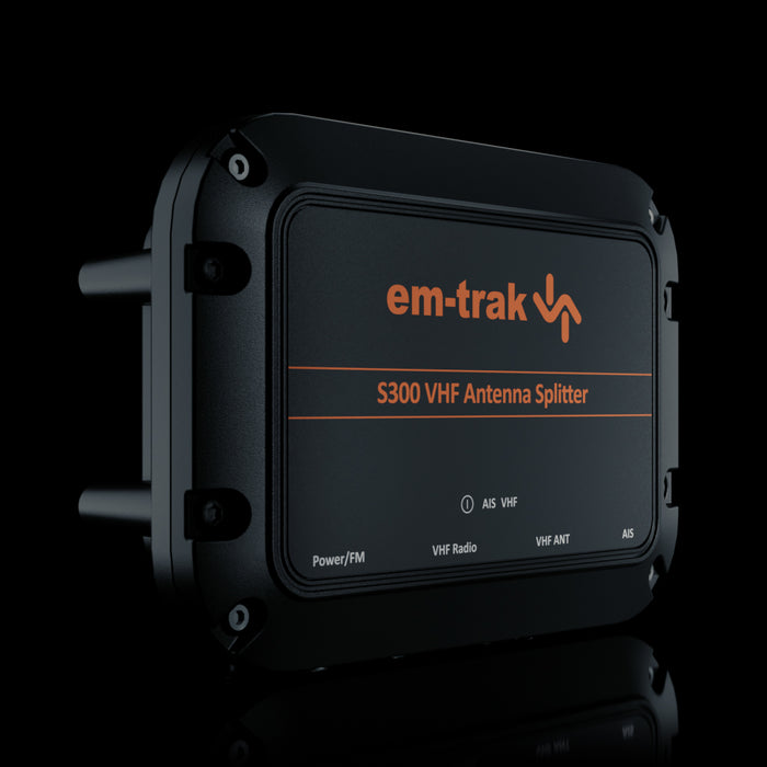 em-trak S300 antenna splitter angled view