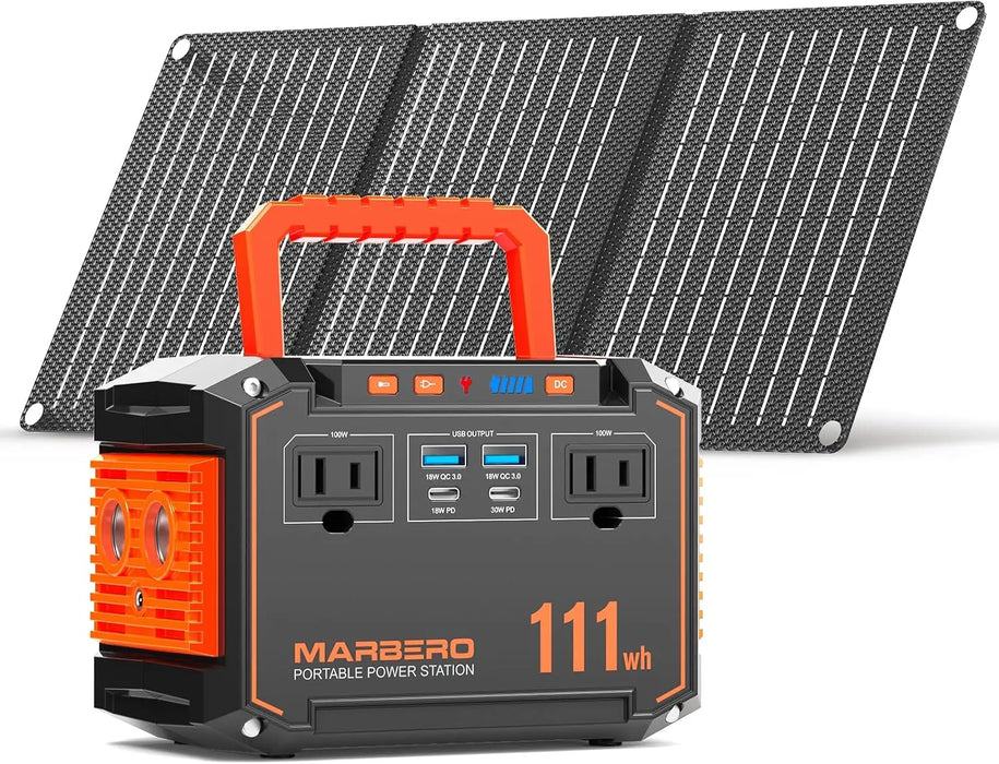 Peak Solar Generator with 30W Panel, 111Wh Portable Power Station for Camping, Travel & Emergency