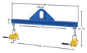 Vestil SBM-10-4-ML steel magnetic spreader beam dimensions diagram