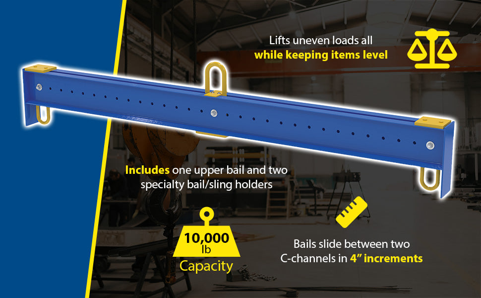 Vestil SBM-BFB-100-10 steel adjustable spreader beam feature overview 3