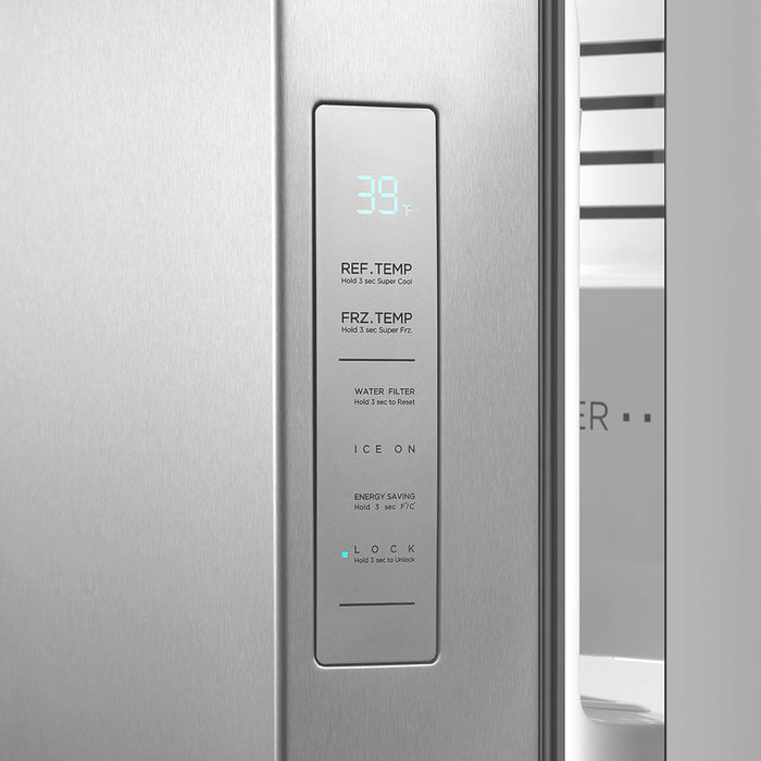 Cosmo 36-Inch 26.3 Cu. Ft. Side-by-Side Refrigerator with Water and Ice Dispenser in Stainless Steel (COS-SBSR263RHSS) Cosmo