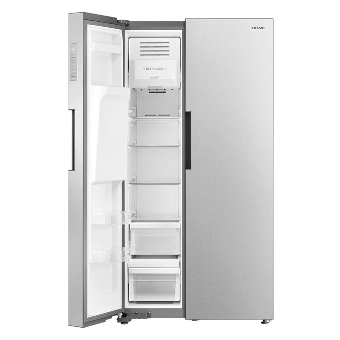 Cosmo 36-Inch 26.3 Cu. Ft. Side-by-Side Refrigerator with Water and Ice Dispenser in Stainless Steel (COS-SBSR263RHSS) Cosmo