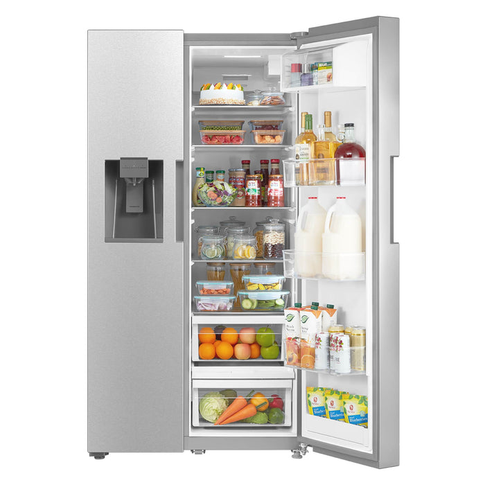 Cosmo 36-Inch 26.3 Cu. Ft. Side-by-Side Refrigerator with Water and Ice Dispenser in Stainless Steel (COS-SBSR263RHSS) Cosmo