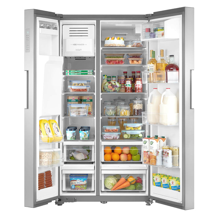 Cosmo 36-Inch 26.3 Cu. Ft. Side-by-Side Refrigerator with Water and Ice Dispenser in Stainless Steel (COS-SBSR263RHSS) Cosmo