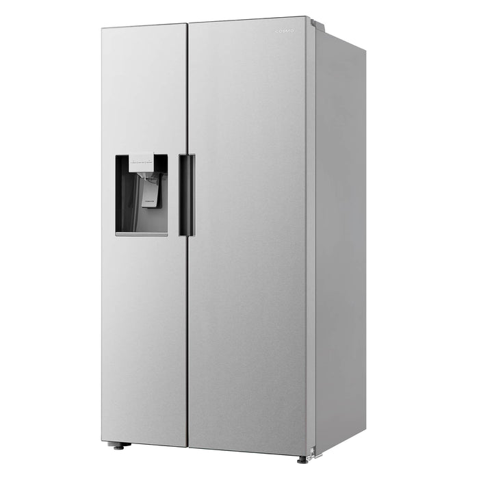 Cosmo 36-Inch 26.3 Cu. Ft. Side-by-Side Refrigerator with Water and Ice Dispenser in Stainless Steel (COS-SBSR263RHSS) Cosmo