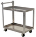 Vestil SCA2-2236 Aluminum Service Cart 2 Shelves 38-1/4 in. x 21-7/8 in. x 40-1/2 in. 660 lb. Capacity Silver