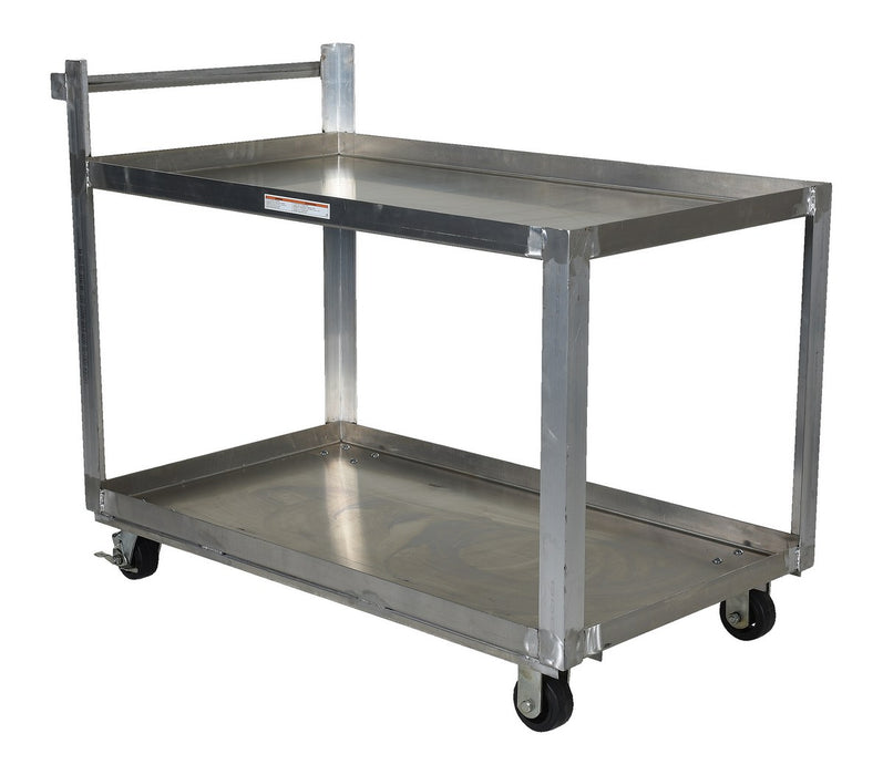Vestil SCA2-2840 Aluminum Service Cart 2 Shelves 42-1/4 in. x 27-7/8 in. x 40-1/2 in. 660 lb. Capacity Silver